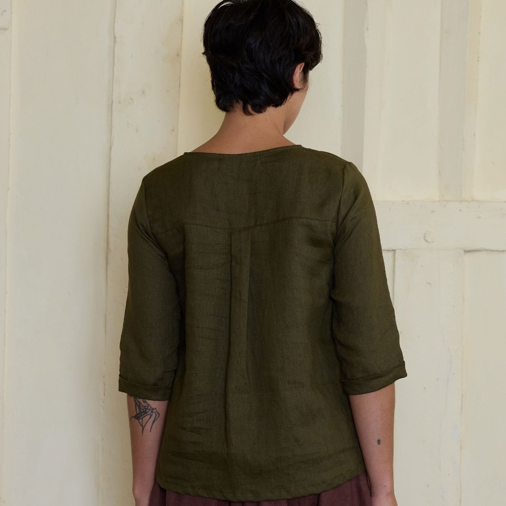 PYNE & SMITH Blouse No. 12 Everyday Linen Top S Denim Blue - Picture 3 of 11